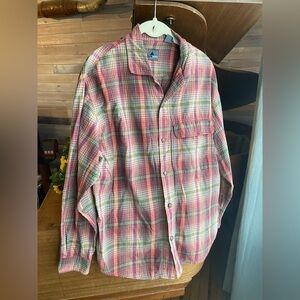 Liz wear plaid green pink top cotton size medium